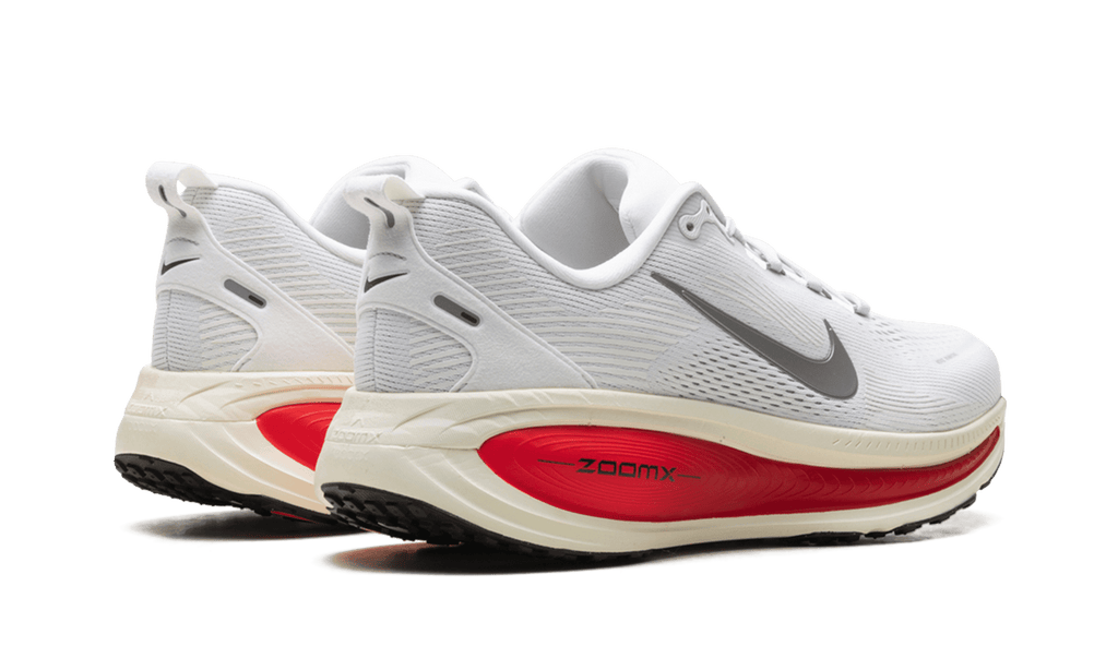 NIKE MENS Vomero 18 "Platinum Tint Siren Red Light Smoke Grey Metallic Pewter" HM6803 001 HM6803 001 from Stadium Goods