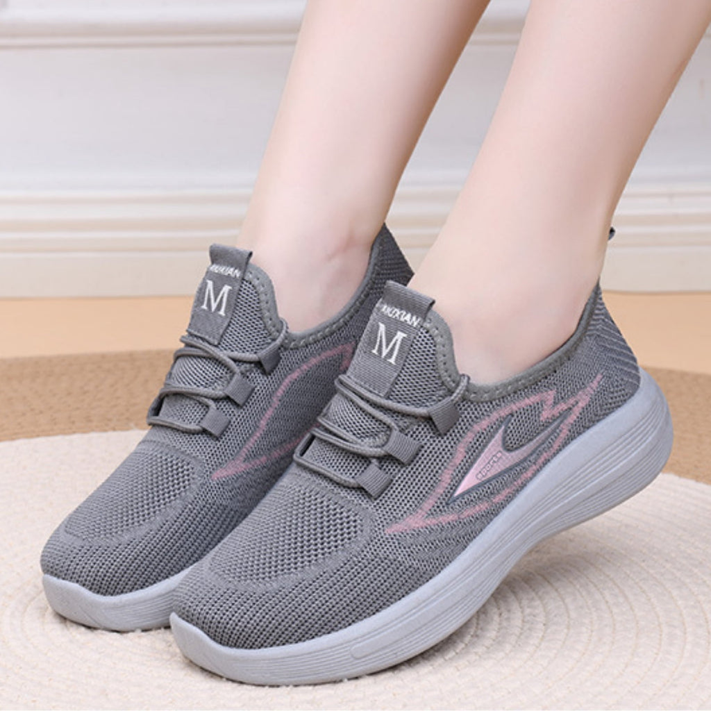 Domzle Women's Sneakers Breathable Lightweight Walking Shoes Running Shoes Non Slip Tennis Fashion Casual Sneakers Gray