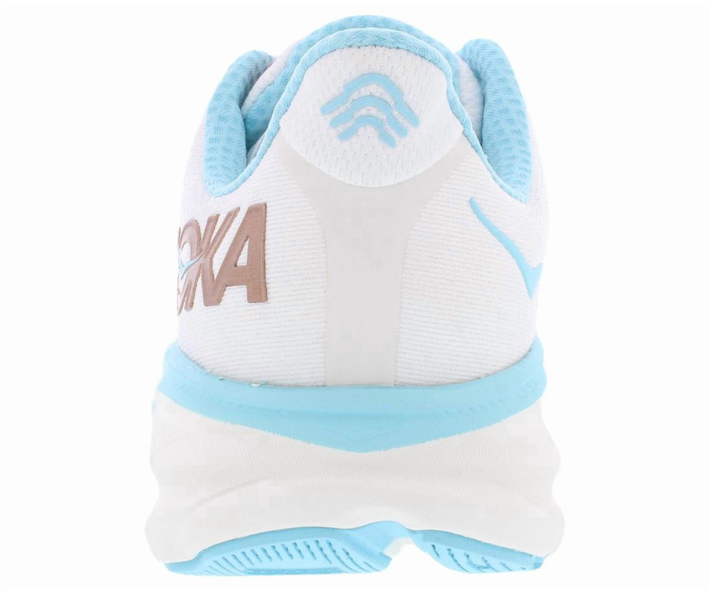 HOKA Clifton 9 Wide Womens Shoes Size 9, Color: Frost/Rose Gold