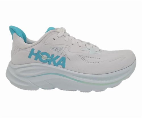 HOKA Clifton 10 Wide Womens Shoes Size 7.5, Color: White/Cielo Blue