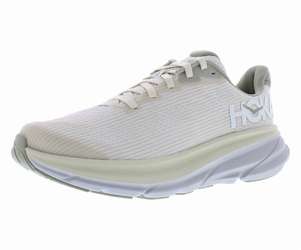 HOKA Clifton 9 GS Girls Shoes Size 7, Color: Oat Milk/Barley