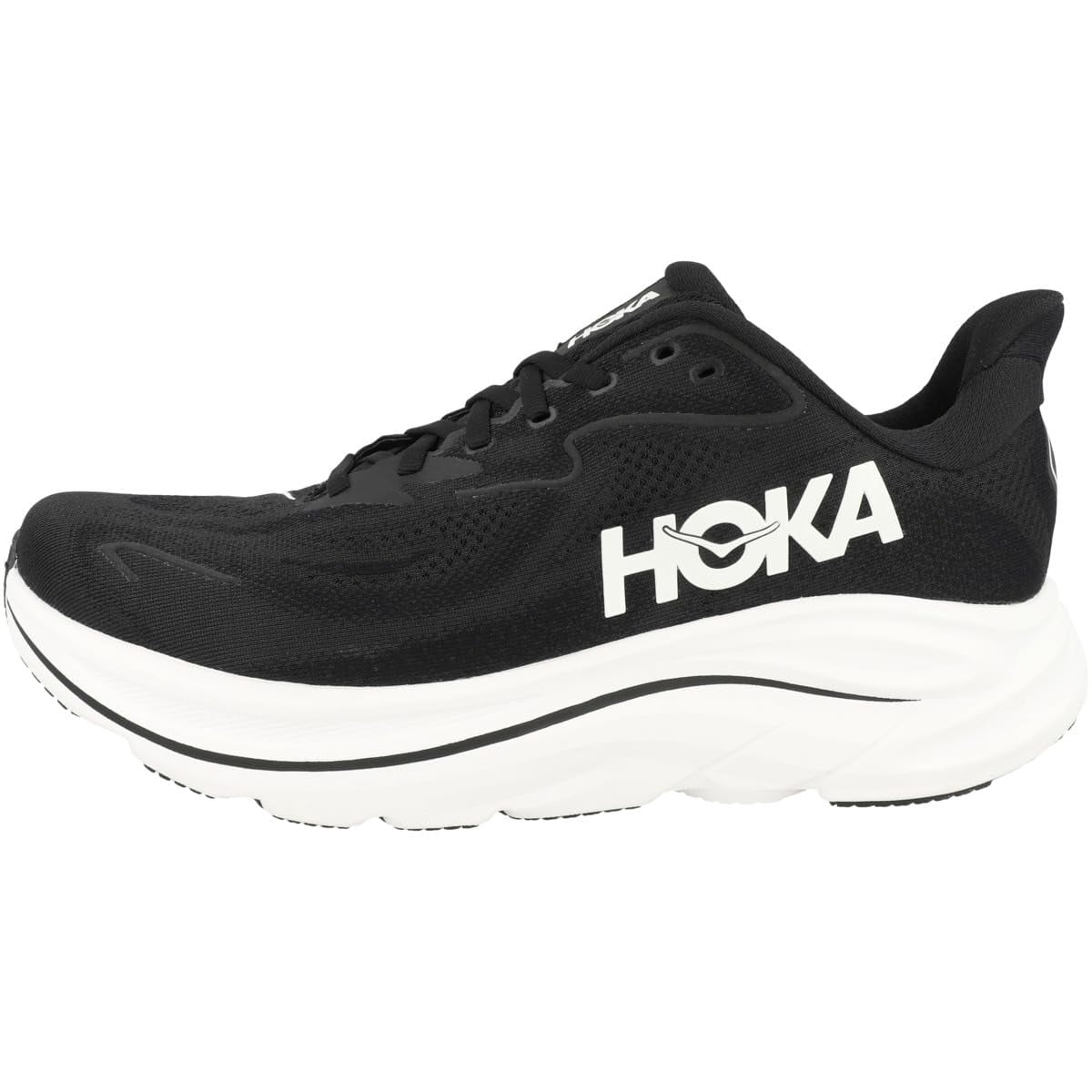 Hoka Men's Clifton 10 Sneaker, Black/White, 8.5