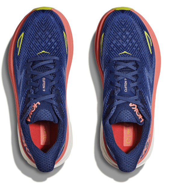 Hoka one Women's Clifton 9 Every day shoes, Size 12 US ( standard ), Evening Sky / Coral